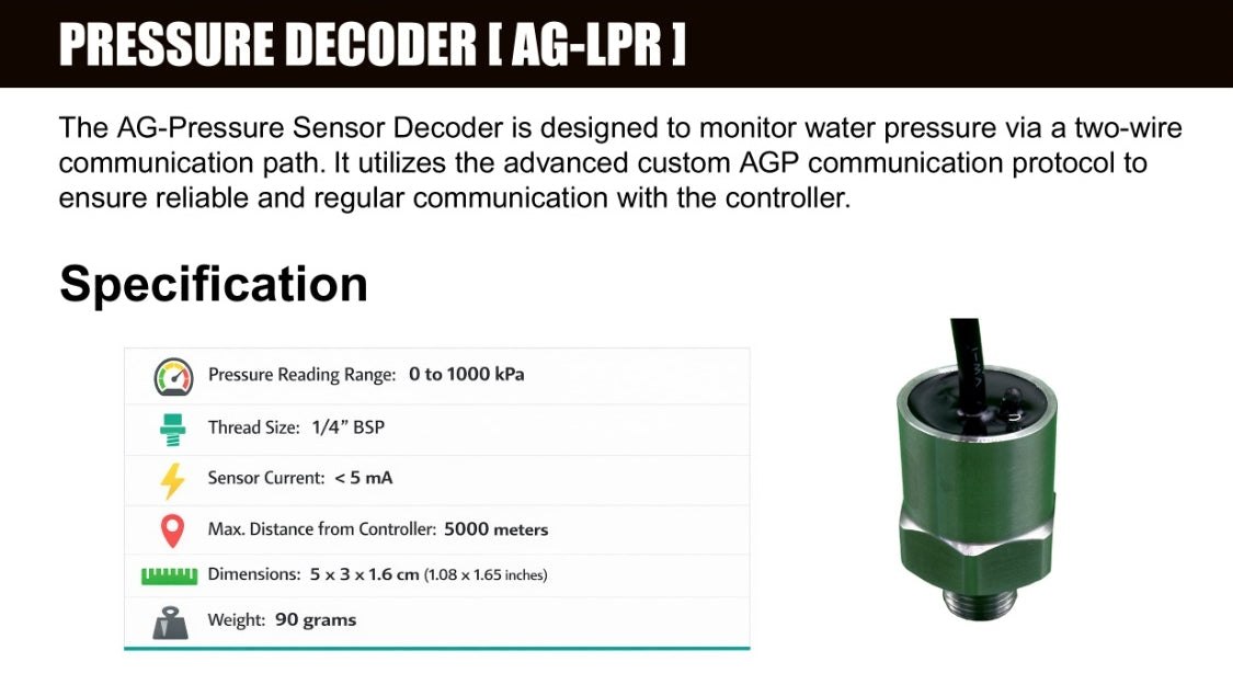 AG-PRESSURE [AG-PR] - AgroGlide™ Two-Wire Pressure Sensor Decoder