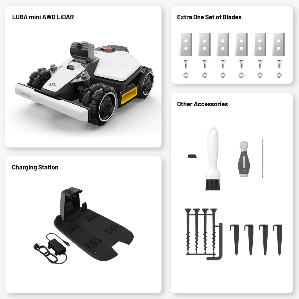 MAMMOTION LUBA mini AWD LiDAR Perimeter Wire Free Robot Lawn Mower